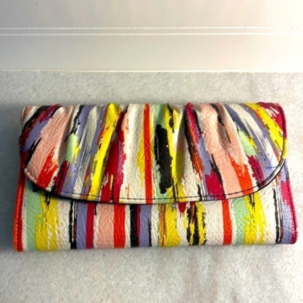 Wallet faux leather rainbow zip card holder accessory fashion bag